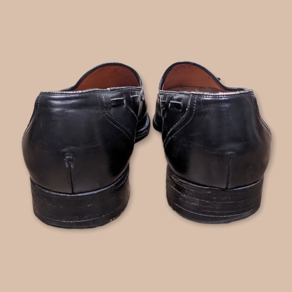 Alan McAfee handcrafted in England Men's black leather tassel loafers EUC 11 - Picture 4 of 9